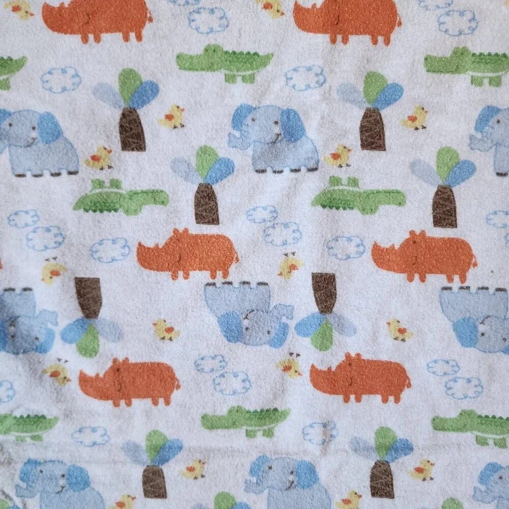 Carters Watch the Wear Cotton Flannel Baby Receiving Blanket Zoo Animals 26